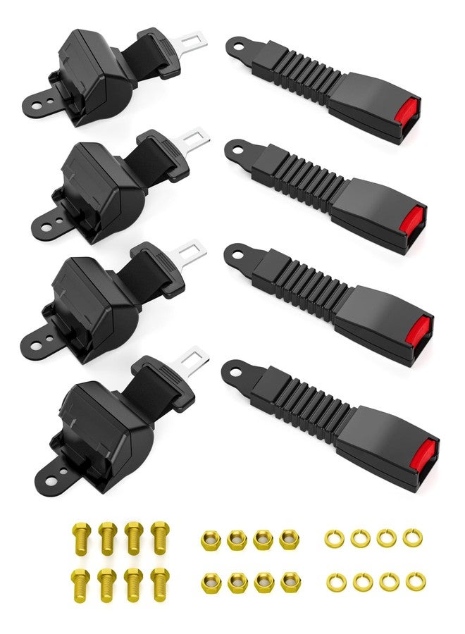 HOWBOW أحزمة أمان عربات الجولف HOWBOW لعربات EZGO و Club Car و Yamaha، طقم أحزمة أمان عالمية قابلة للسحب مكون من 4 قطع، ترقية أحزمة الأمان لأربعة ركاب TXT RXV DS Preceder، معظم عربات الجولف، المقعد الأمامي والخلفي بدون دعامة - Image 1